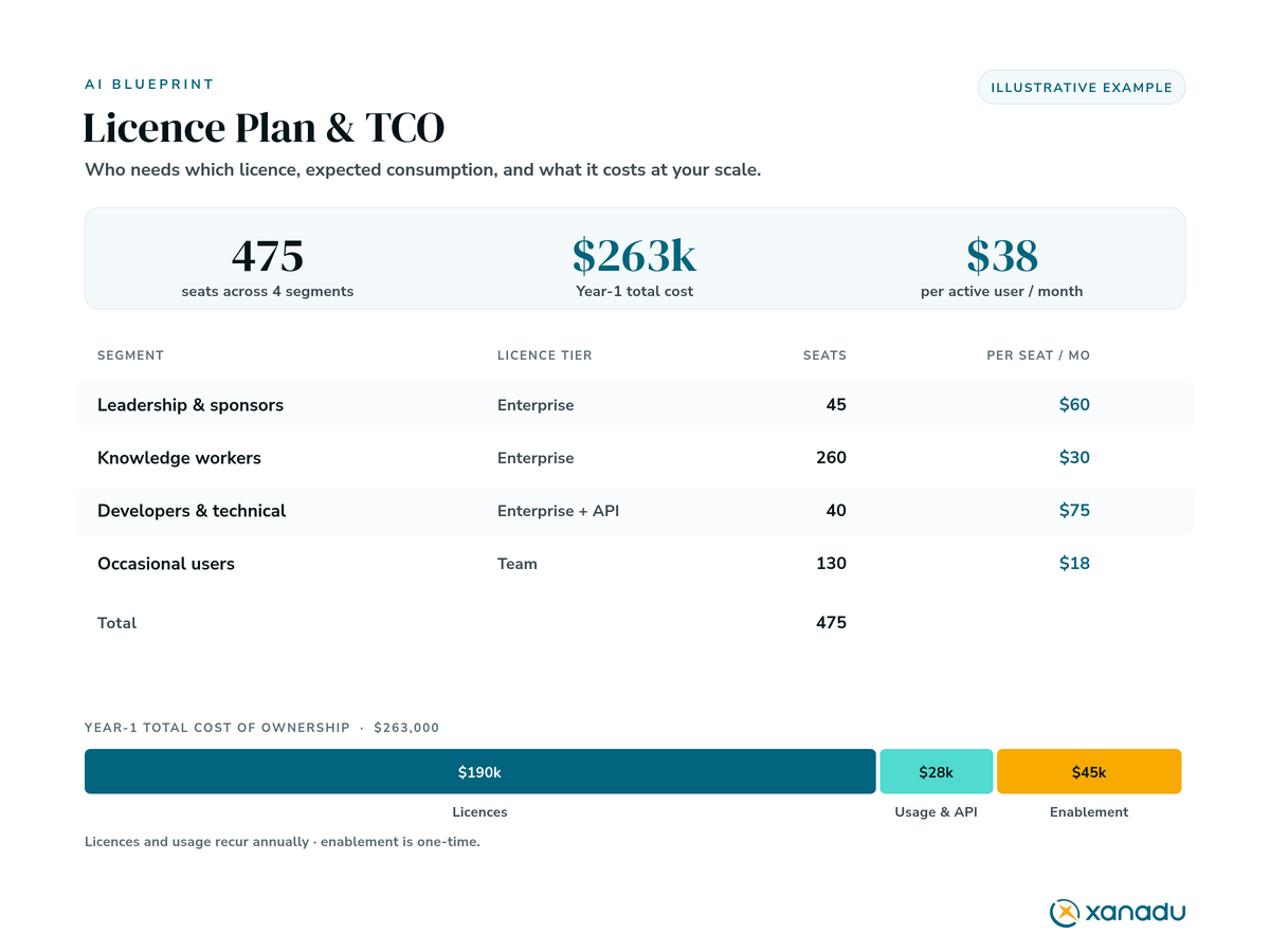 A Claude licence plan and total cost of ownership model