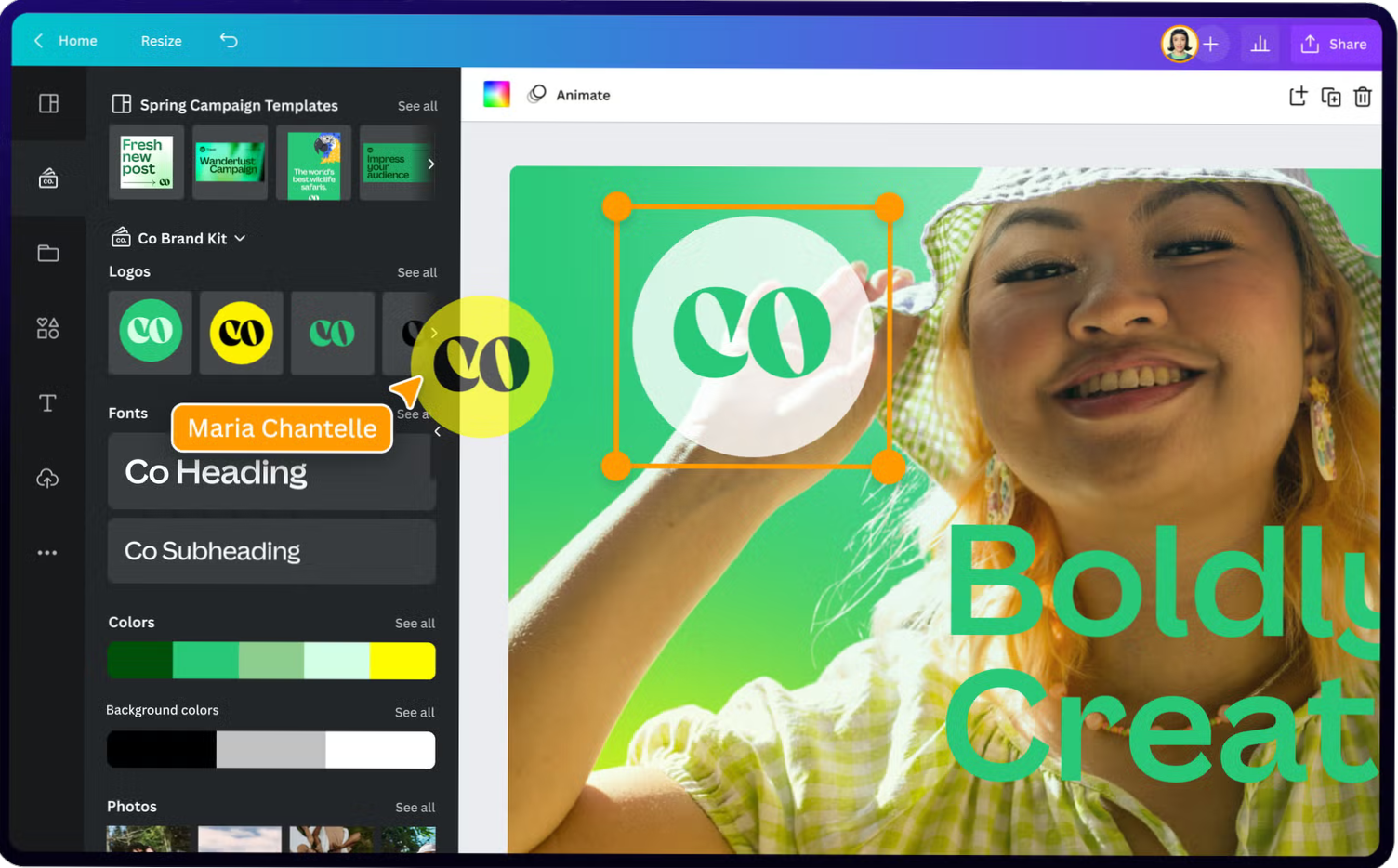 A Canva Brand Kit with a locked template and on-brand outputs built from it